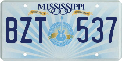 MS license plate BZT537