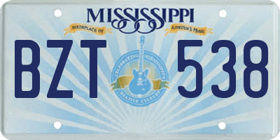 MS license plate BZT538