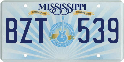 MS license plate BZT539