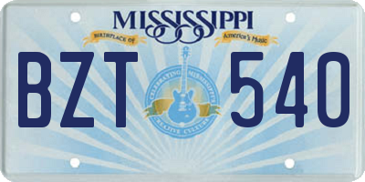 MS license plate BZT540