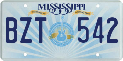 MS license plate BZT542