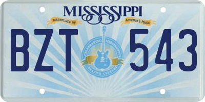 MS license plate BZT543