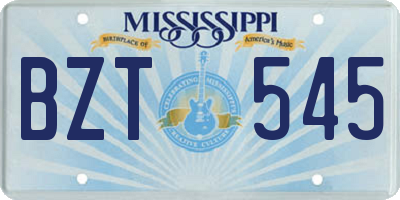 MS license plate BZT545