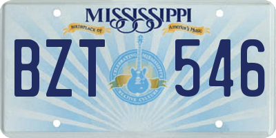 MS license plate BZT546