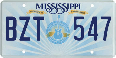 MS license plate BZT547