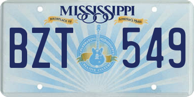 MS license plate BZT549