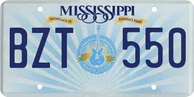 MS license plate BZT550