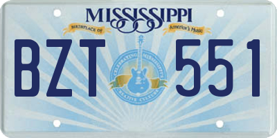 MS license plate BZT551