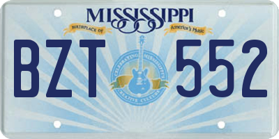 MS license plate BZT552