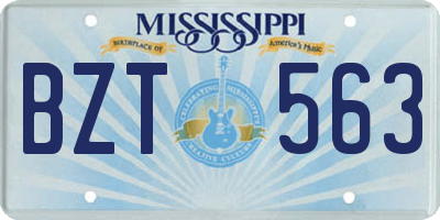 MS license plate BZT563