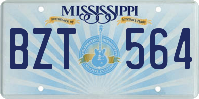MS license plate BZT564