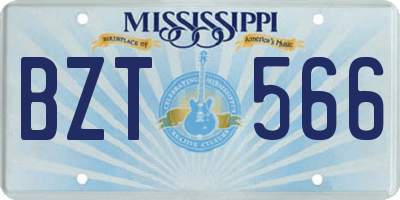 MS license plate BZT566