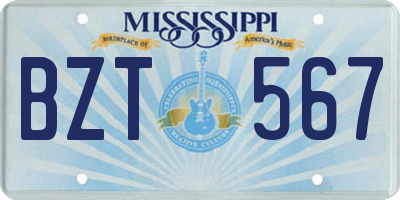 MS license plate BZT567