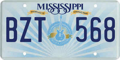 MS license plate BZT568