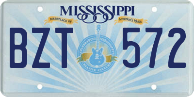 MS license plate BZT572