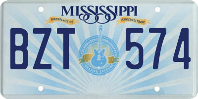 MS license plate BZT574