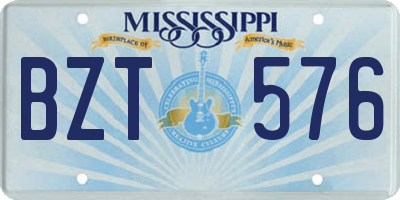 MS license plate BZT576