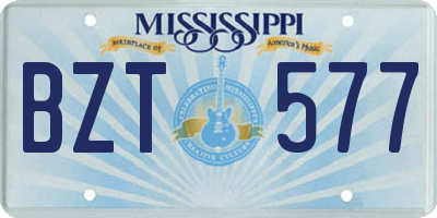 MS license plate BZT577