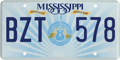 MS license plate BZT578