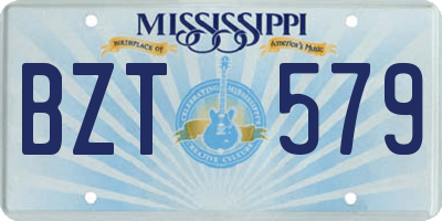 MS license plate BZT579