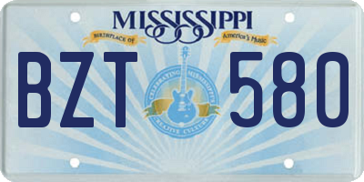 MS license plate BZT580