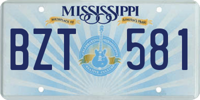 MS license plate BZT581