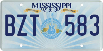 MS license plate BZT583