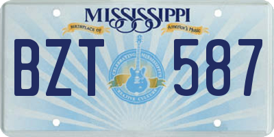 MS license plate BZT587