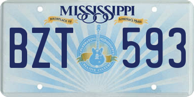 MS license plate BZT593