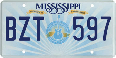MS license plate BZT597