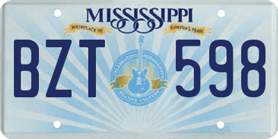 MS license plate BZT598