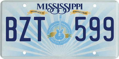 MS license plate BZT599