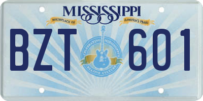 MS license plate BZT601