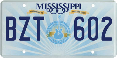 MS license plate BZT602