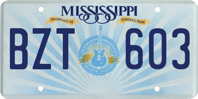 MS license plate BZT603