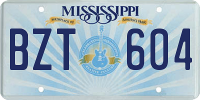 MS license plate BZT604