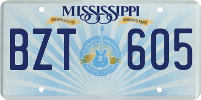 MS license plate BZT605