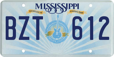 MS license plate BZT612
