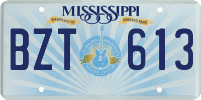 MS license plate BZT613