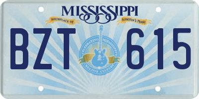 MS license plate BZT615