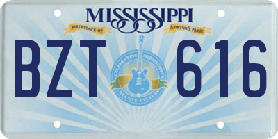 MS license plate BZT616