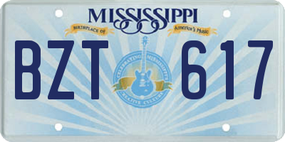 MS license plate BZT617