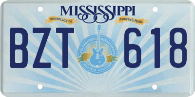MS license plate BZT618