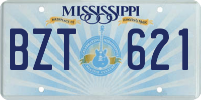 MS license plate BZT621