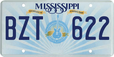 MS license plate BZT622