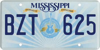 MS license plate BZT625