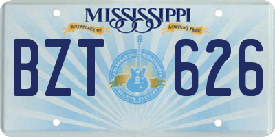 MS license plate BZT626