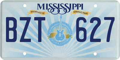 MS license plate BZT627