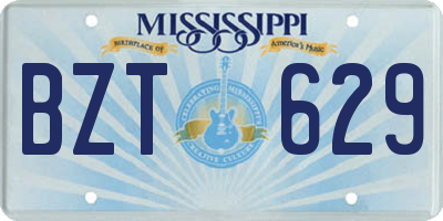 MS license plate BZT629