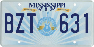 MS license plate BZT631